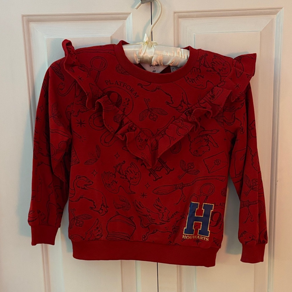 H&M Red Hogwarts Ruffle Sweatshirt